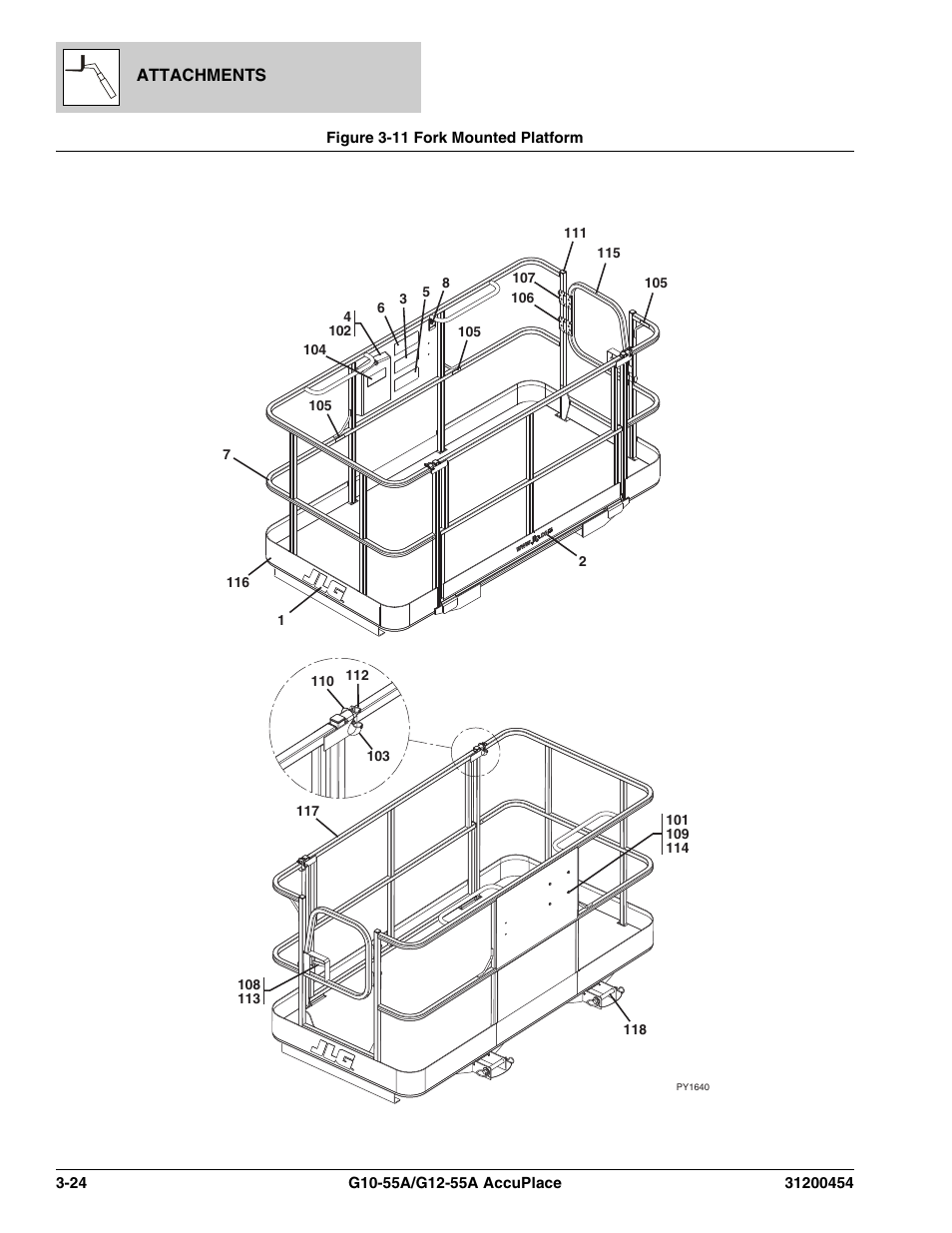 Figure 3-11 fork mounted platform, Fork mounted platform -24 | JLG G12-55A AccuPlace Parts Manual User Manual | Page 88 / 336