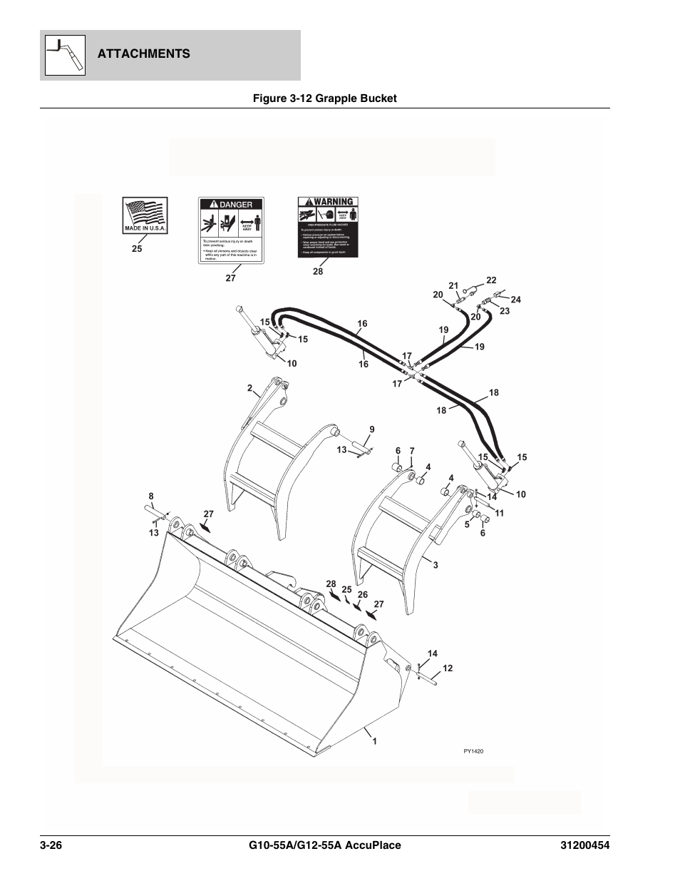 Figure 3-12 grapple bucket, Grapple bucket -26 | JLG G12-55A AccuPlace Parts Manual User Manual | Page 90 / 336