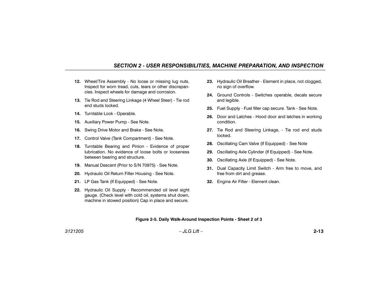 Daily walk-around inspection points, Sheet 2 of 3 -12 | JLG 660SJ Operator Manual User Manual | Page 35 / 150
