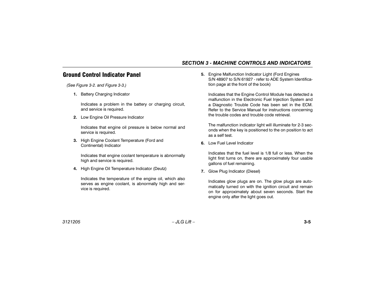 Ground control indicator panel, Ground control indicator panel -5 | JLG 660SJ Operator Manual User Manual | Page 41 / 150