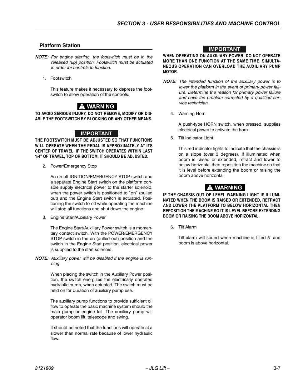 Platform station -7 | JLG 120-SXJ Operator Manual User Manual | Page 37 / 80