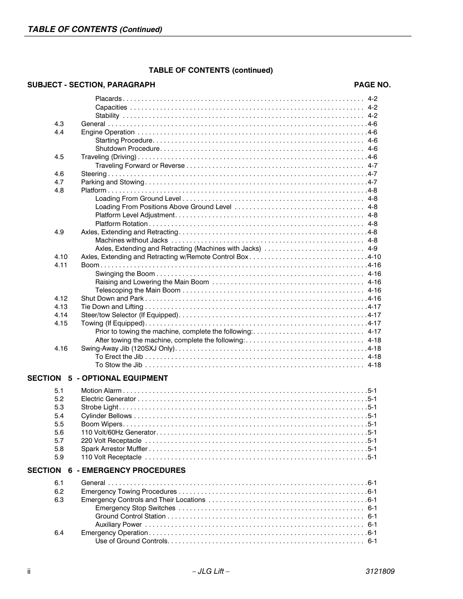 JLG 120-SXJ Operator Manual User Manual | Page 8 / 80