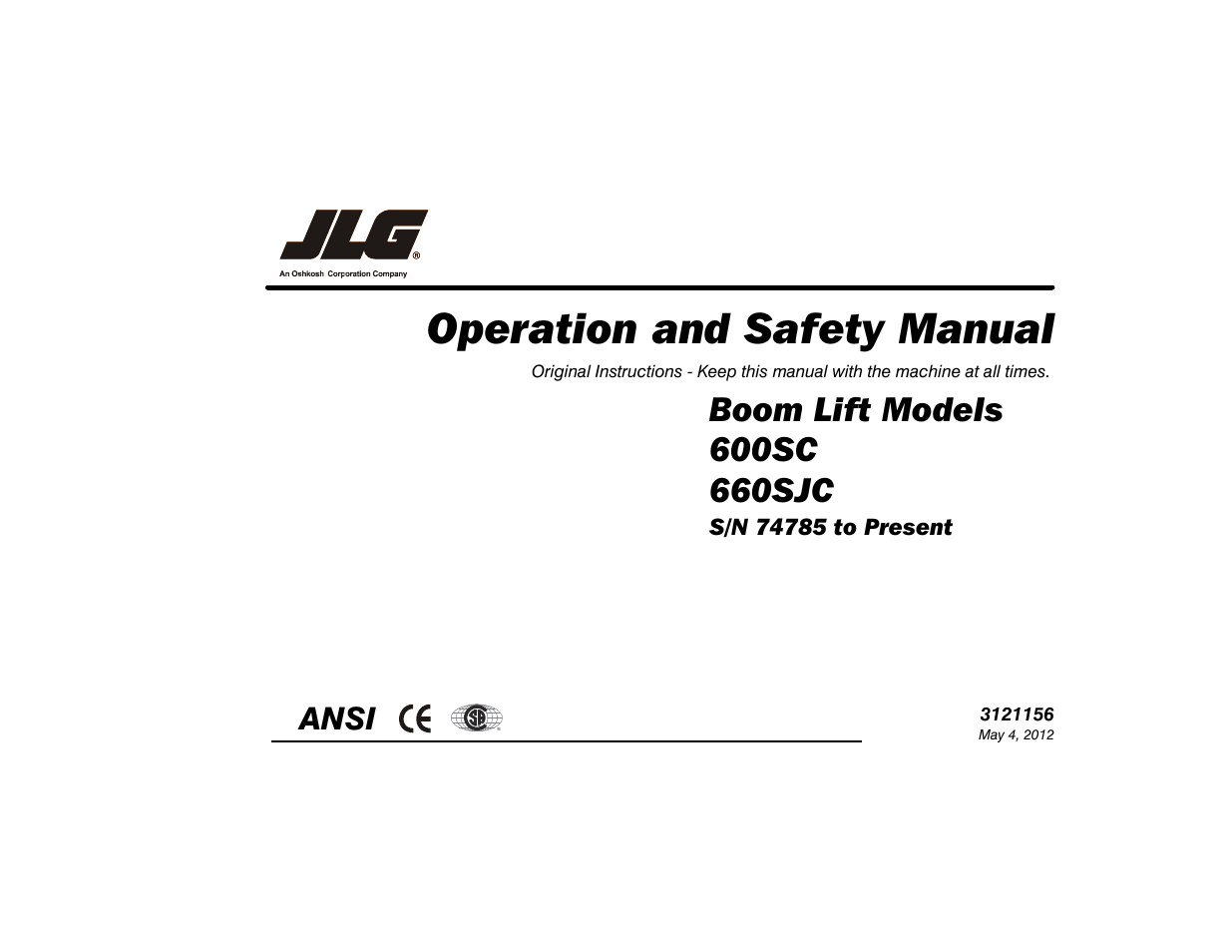 JLG 600SC_660SJC Operator Manual User Manual | 120 pages
