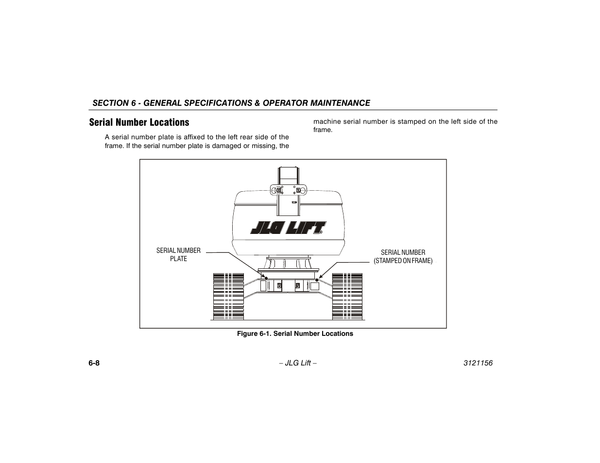 Serial number locations, Serial number locations -8 | JLG 600SC_660SJC Operator Manual User Manual | Page 102 / 120