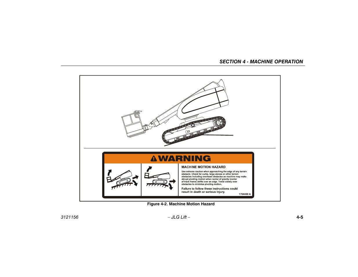 Machine motion hazard -5 | JLG 600SC_660SJC Operator Manual User Manual | Page 59 / 120