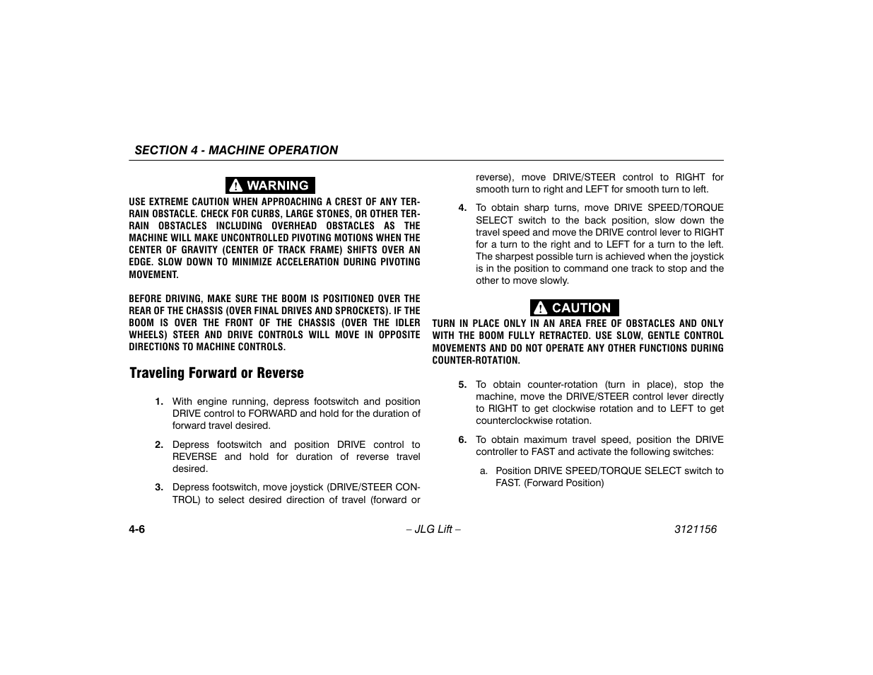 Traveling forward or reverse, Traveling forward or reverse -6 | JLG 600SC_660SJC Operator Manual User Manual | Page 60 / 120