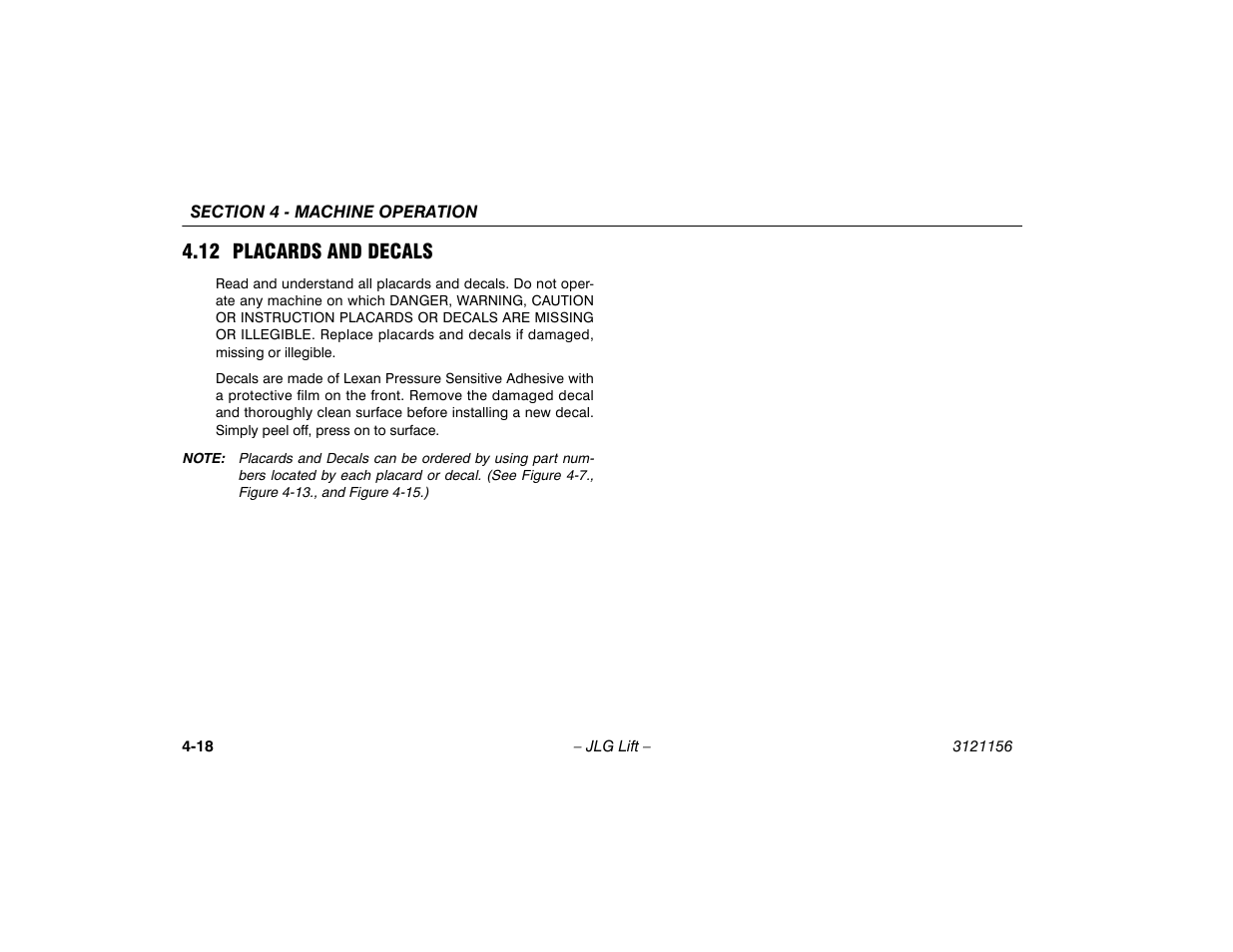 12 placards and decals, 12 placards and decals -18 | JLG 600SC_660SJC Operator Manual User Manual | Page 72 / 120