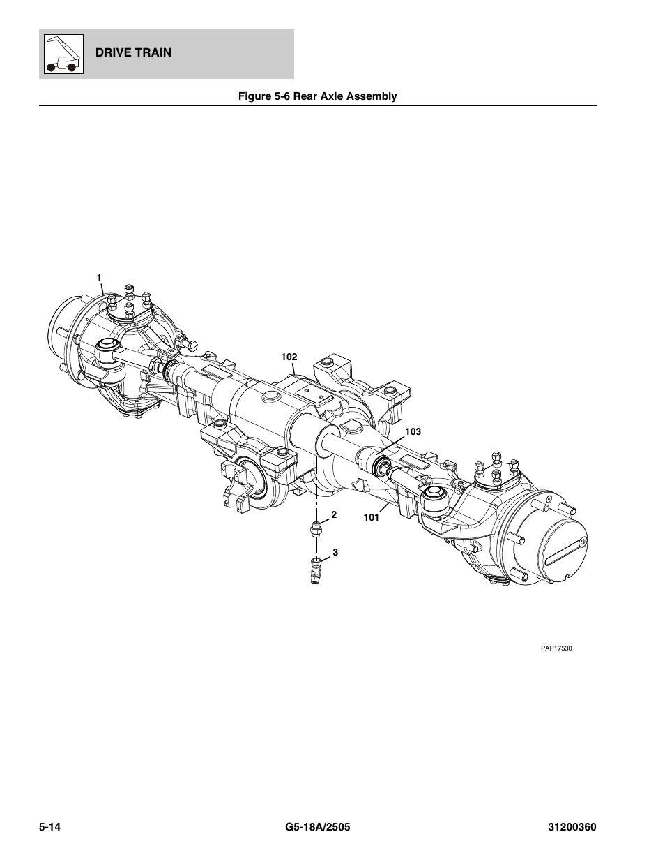 Figure 5-6 rear axle assembly, Rear axle assembly -14 | JLG 2505 Parts Manual User Manual | Page 102 / 332