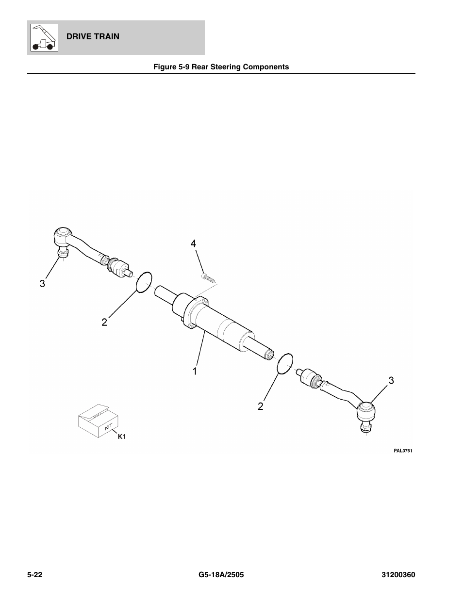Figure 5-9 rear steering components, Rear steering components -22, Ts, (see figure 5-9 for details) | JLG 2505 Parts Manual User Manual | Page 110 / 332
