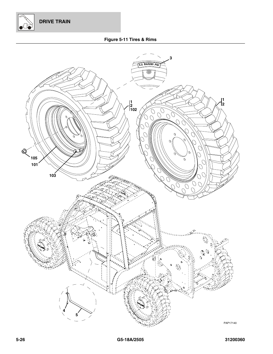 Figure 5-11 tires & rims, Tires & rims -26 | JLG 2505 Parts Manual User Manual | Page 114 / 332
