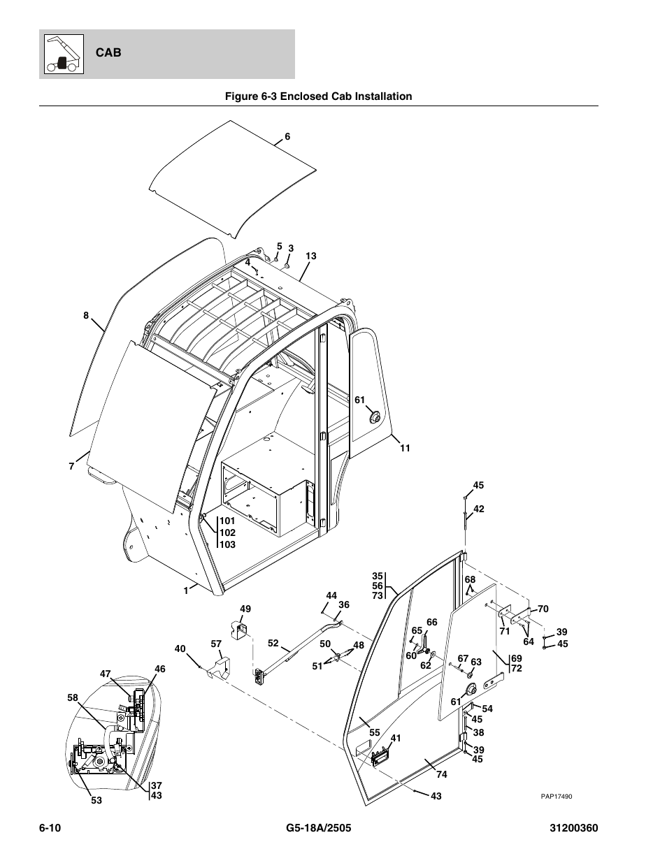 Figure 6-3 enclosed cab installation, Enclosed cab installation -10, Ldment, (see figure 6-3 for details) | JLG 2505 Parts Manual User Manual | Page 128 / 332