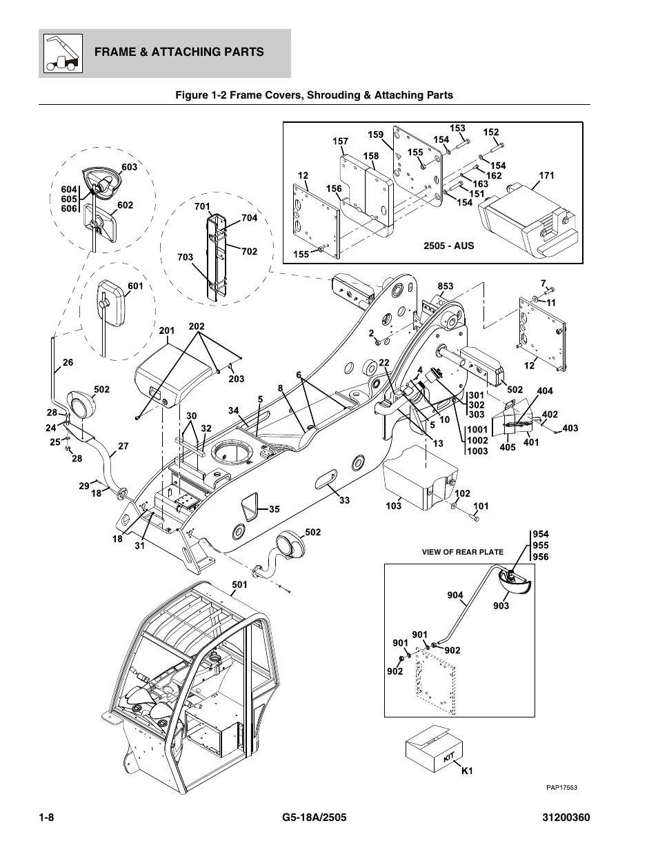 Frame covers, shrouding & attaching parts -8 | JLG 2505 Parts Manual User Manual | Page 16 / 332