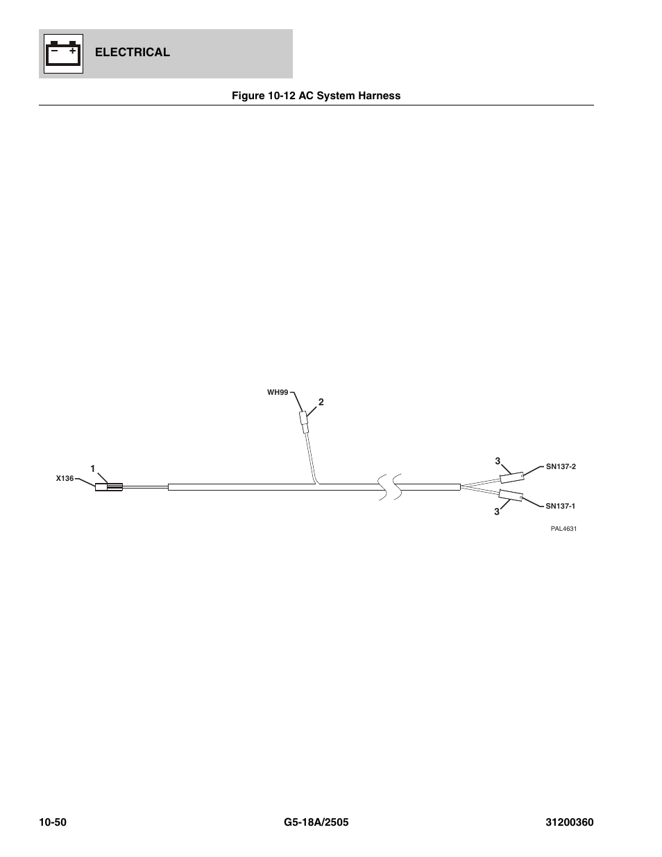 Figure 10-12 ac system harness, Ac system harness -50, Electrical | JLG 2505 Parts Manual User Manual | Page 294 / 332