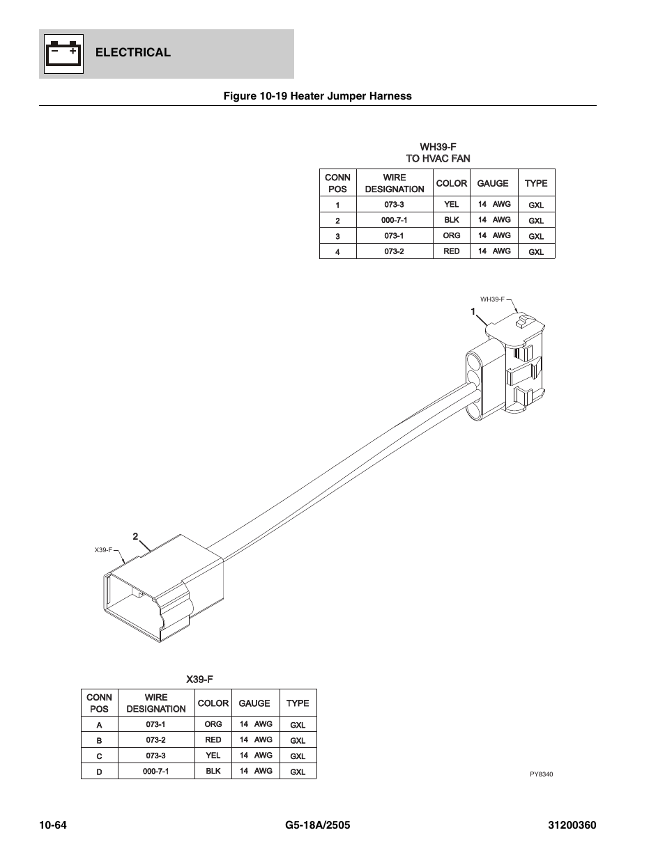Figure 10-19 heater jumper harness, Heater jumper harness -64, Electrical | JLG 2505 Parts Manual User Manual | Page 308 / 332