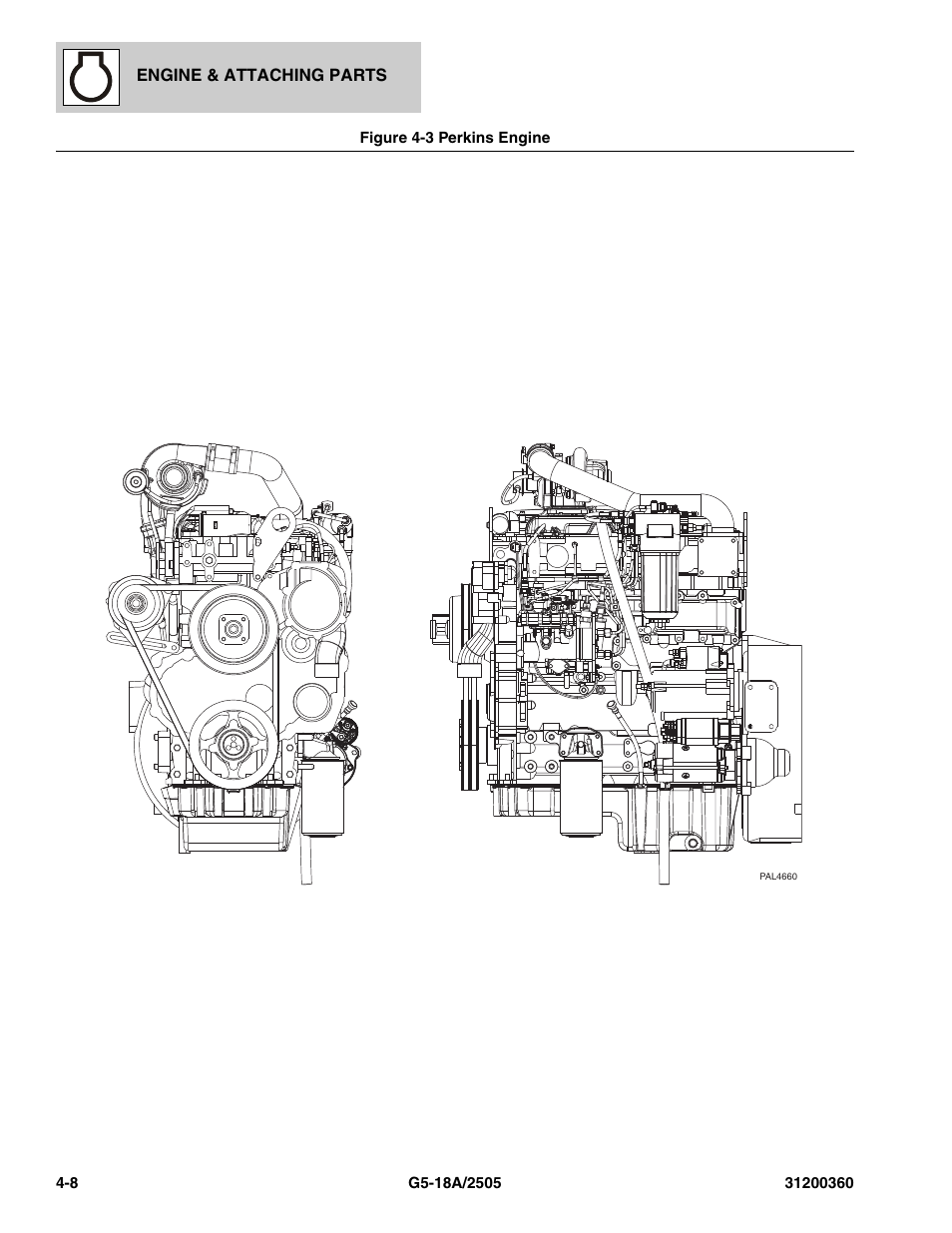 Figure 4-3 perkins engine, Perkins engine -8, Ssy, (see figure 4-3 for details) | N), (see figure 4-3 for details) | JLG 2505 Parts Manual User Manual | Page 80 / 332