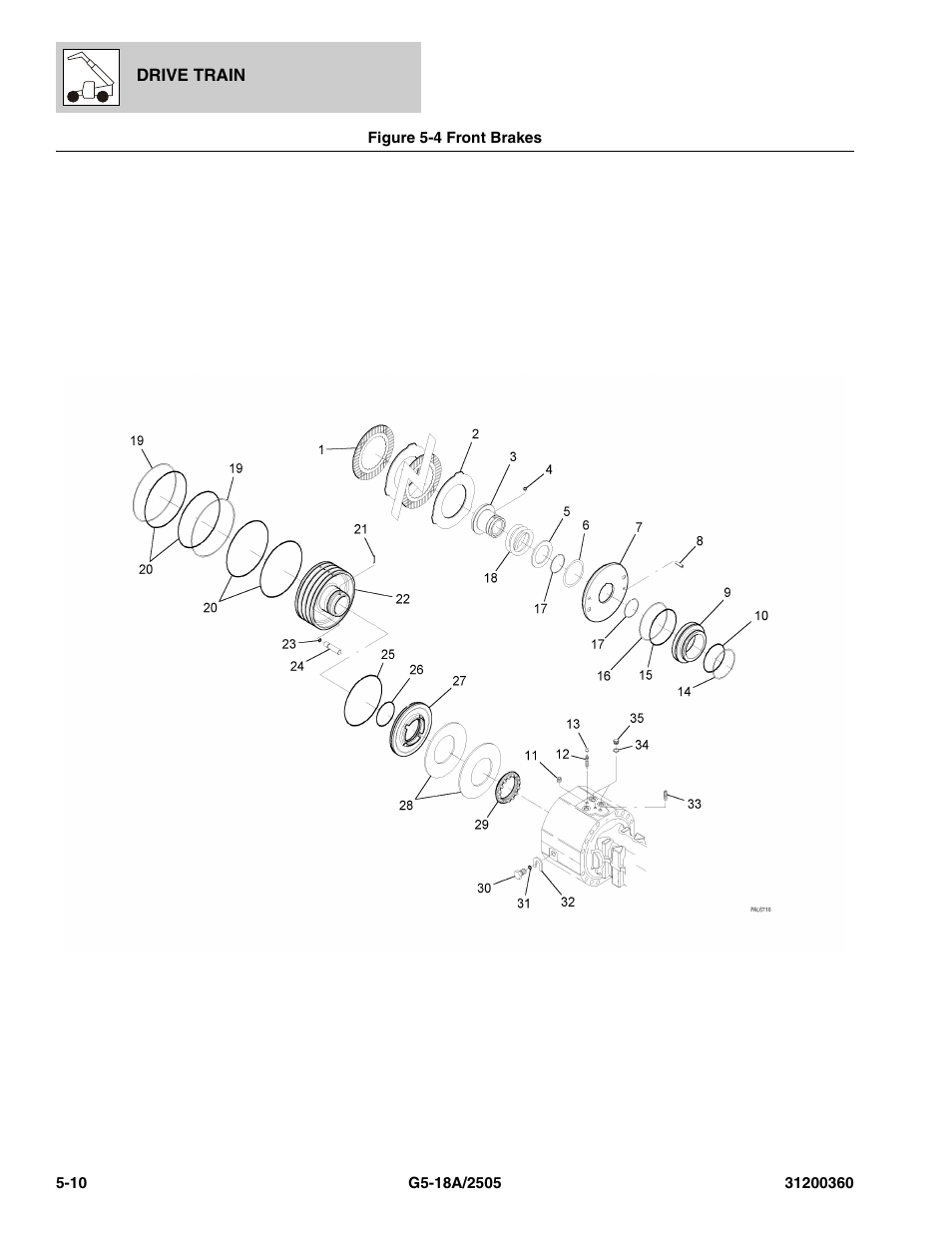Figure 5-4 front brakes, Front brakes -10, Kes, (see figure 5-4 for details) | JLG 2505 Parts Manual User Manual | Page 98 / 332