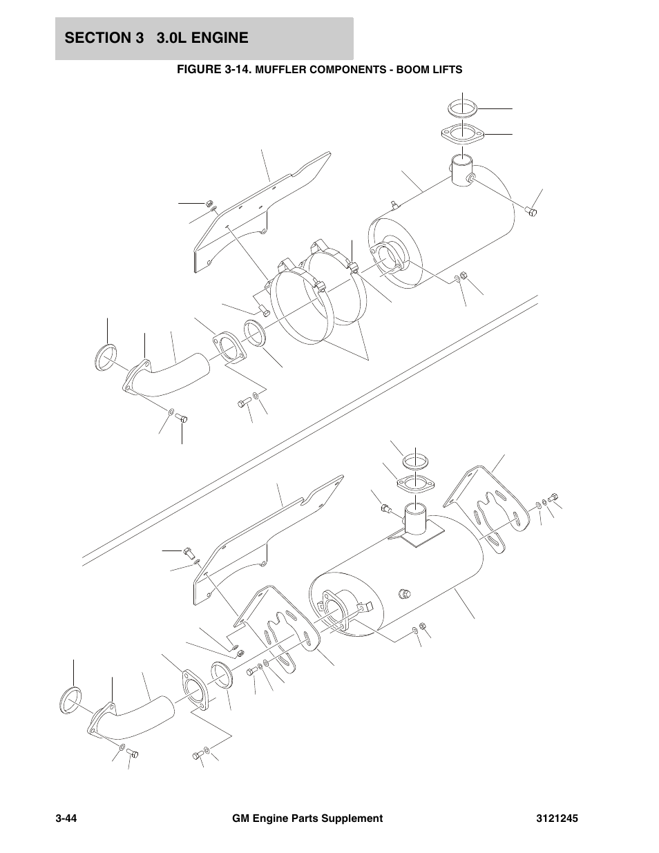 Figure 3-14. muffler components - boom lifts | JLG GM Engine Supplements User Manual | Page 80 / 100
