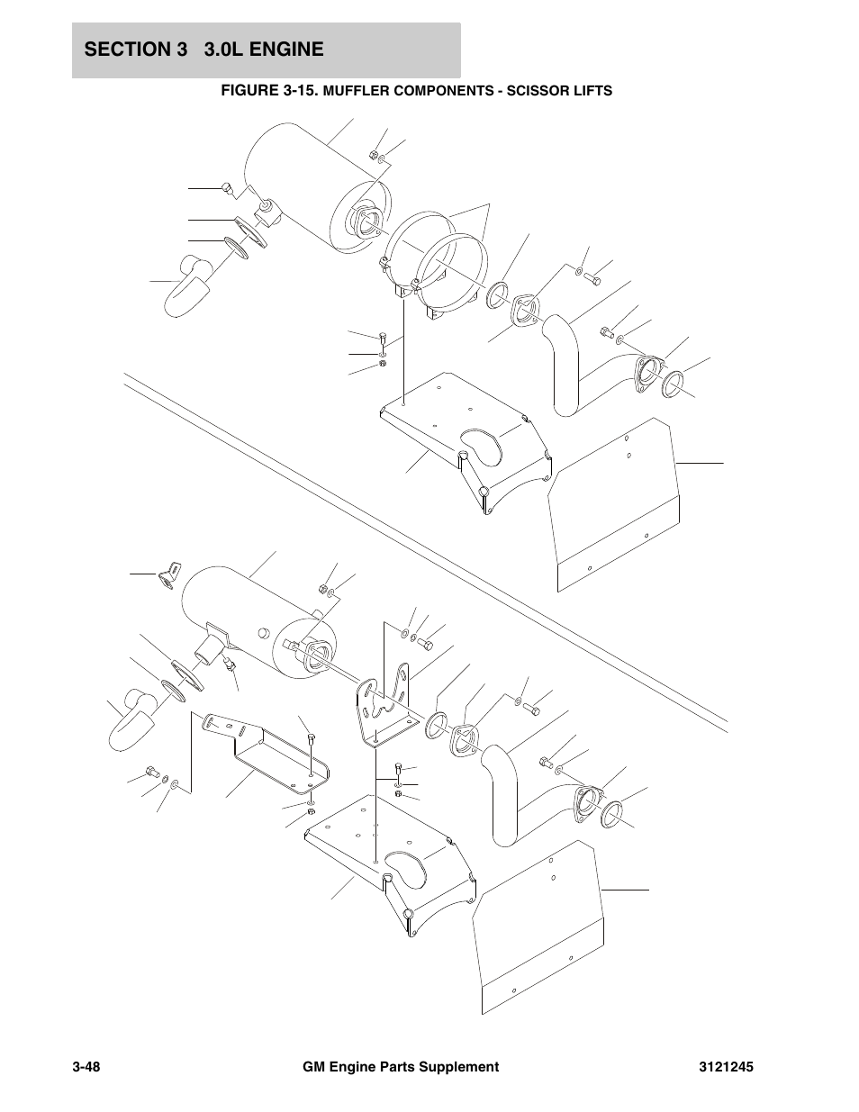 Figure 3-15. muffler components - scissor lifts | JLG GM Engine Supplements User Manual | Page 84 / 100