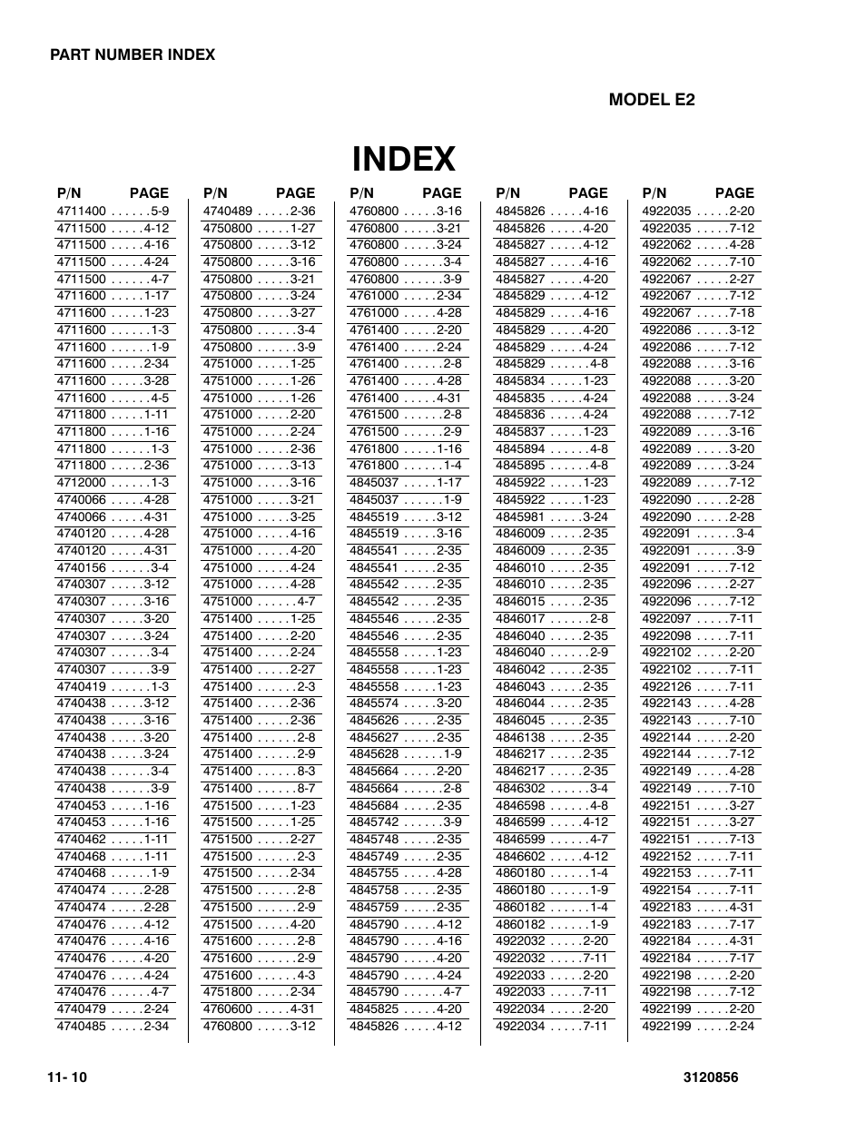 Index | JLG 3246E2 Parts Manual User Manual | Page 218 / 222