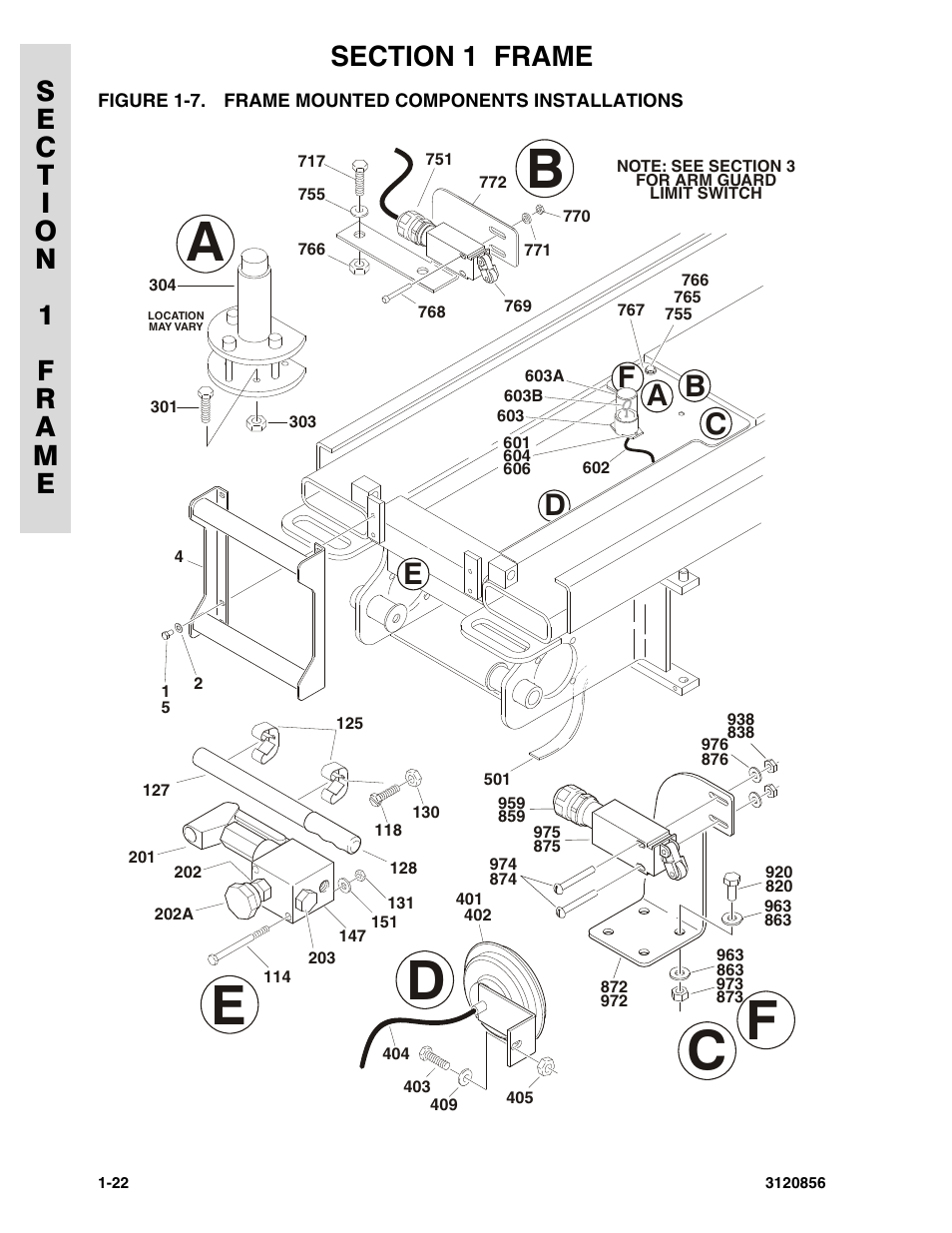 Figure 1-7. frame mounted components installations, Cf b | JLG 3246E2 Parts Manual User Manual | Page 28 / 222