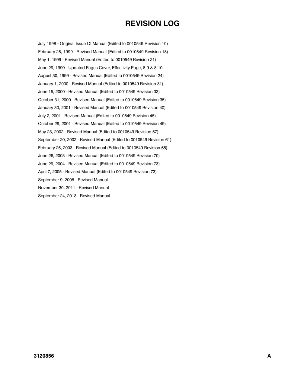 Revision log | JLG 3246E2 Parts Manual User Manual | Page 3 / 222