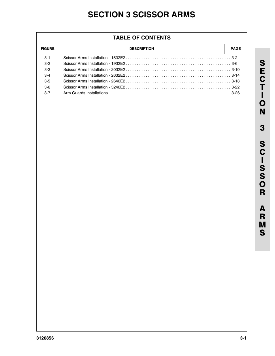 Section 3 scissor arms | JLG 3246E2 Parts Manual User Manual | Page 71 / 222