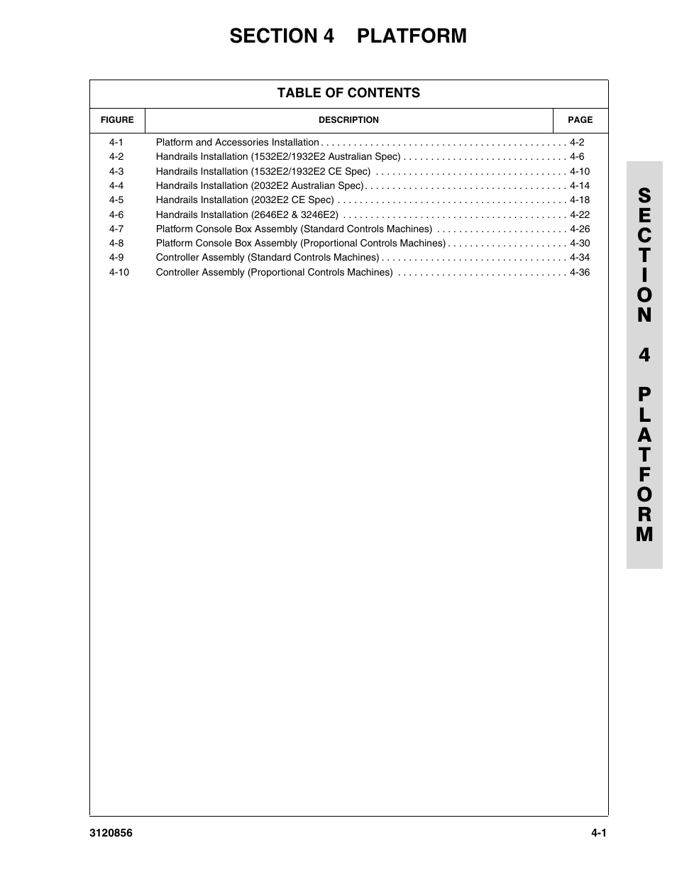 Section 4 platform | JLG 3246E2 Parts Manual User Manual | Page 99 / 222