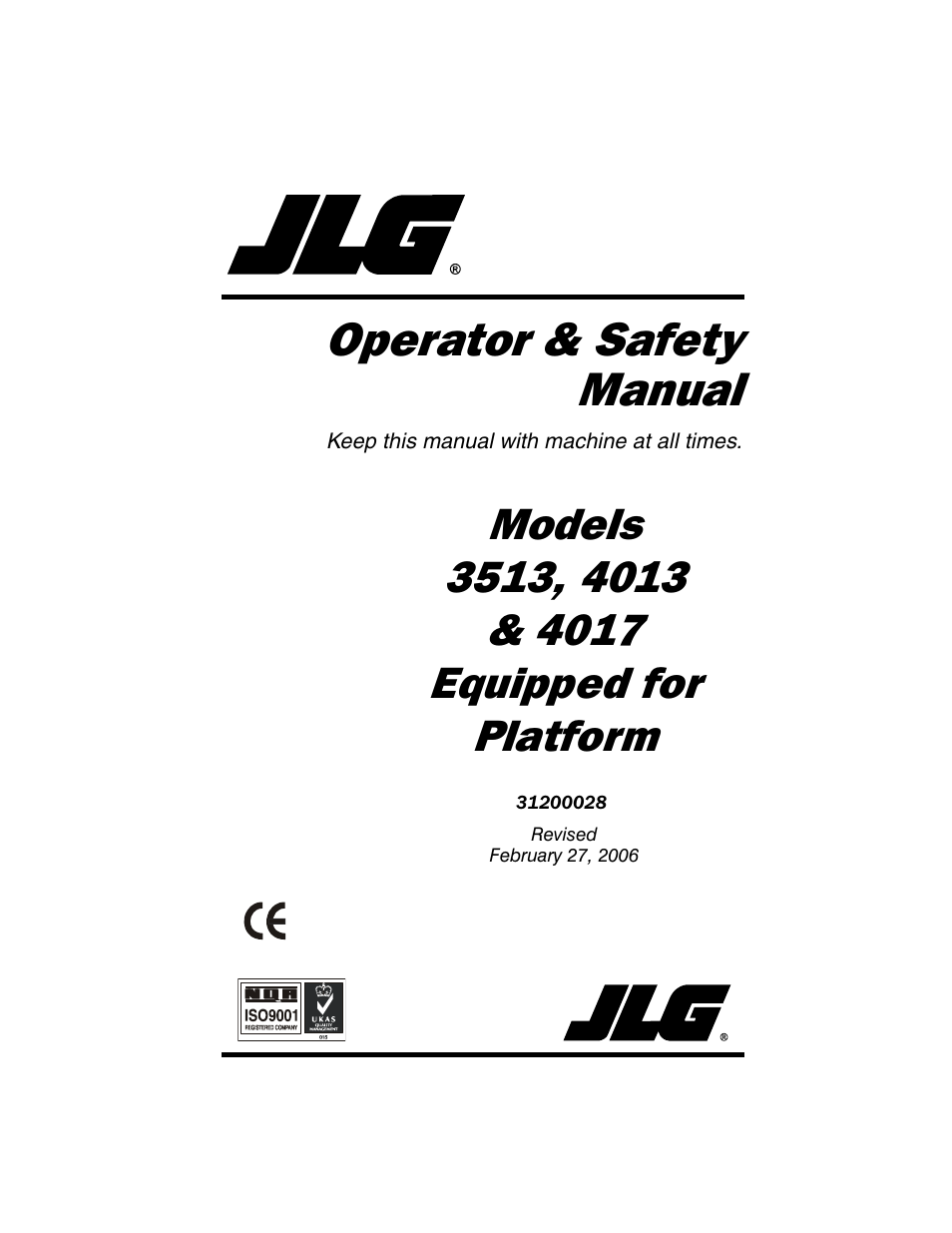 JLG 4017 Eccupped for Platform Operator Manual User Manual | 204 pages