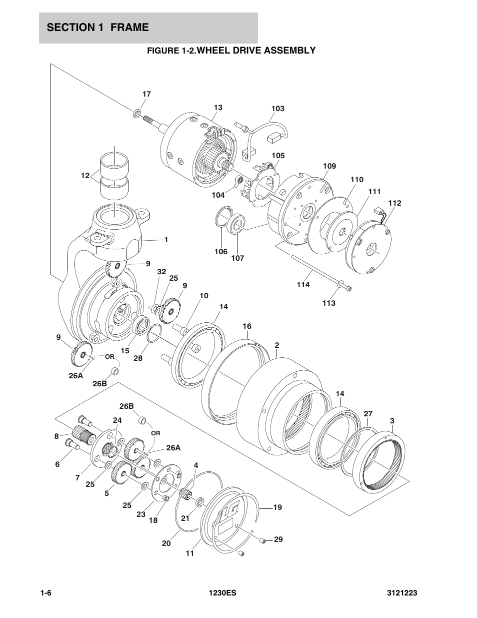 Figure 1-2. wheel drive assembly | JLG 1230ES Parts Manual User Manual | Page 12 / 116