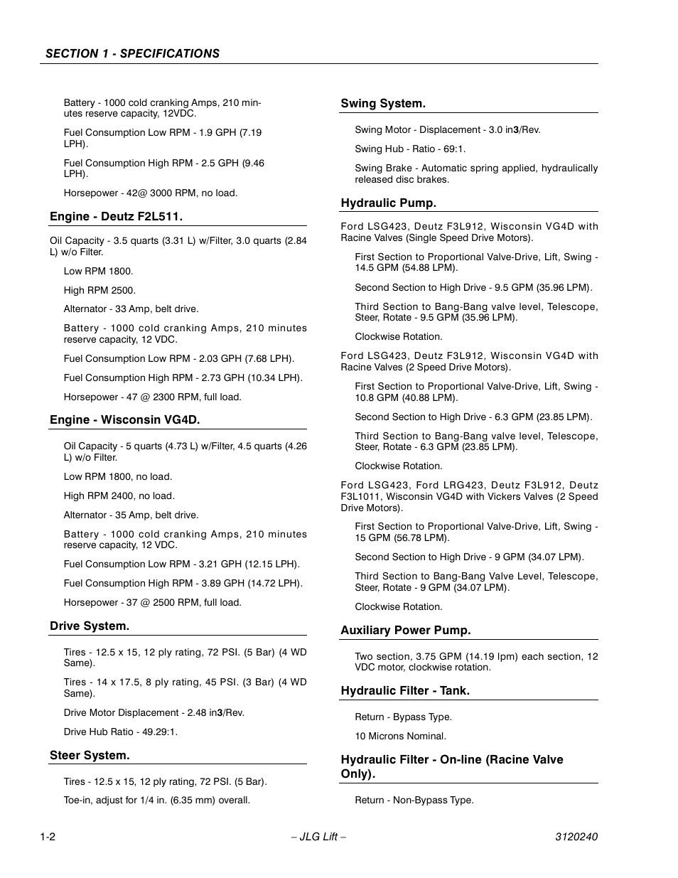 JLG 40H Service Manual User Manual | Page 10 / 152