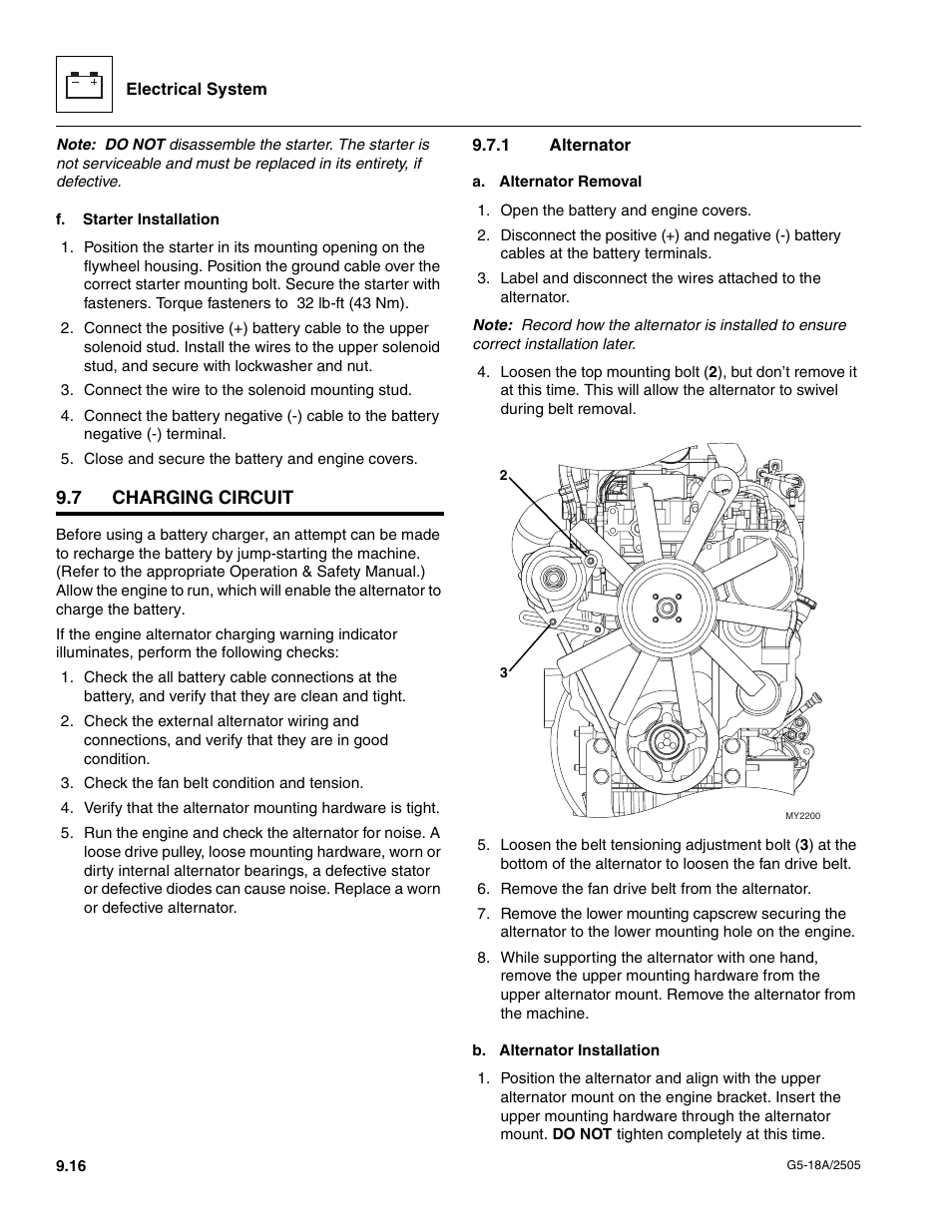7 charging circuit, 1 alternator, Charging circuit | Alternator | JLG G5-18A Service Manual User Manual | Page 116 / 128