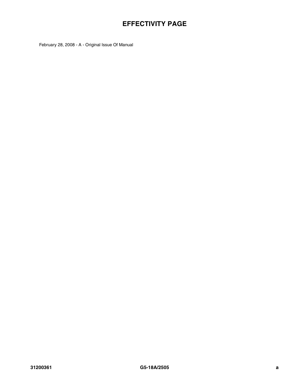 Effectivity, Effectivity page | JLG G5-18A Service Manual User Manual | Page 3 / 128