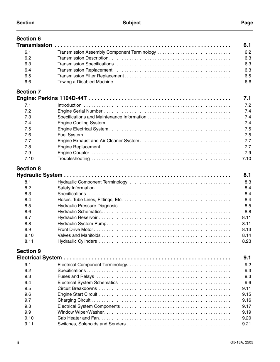 JLG G5-18A Service Manual User Manual | Page 6 / 128