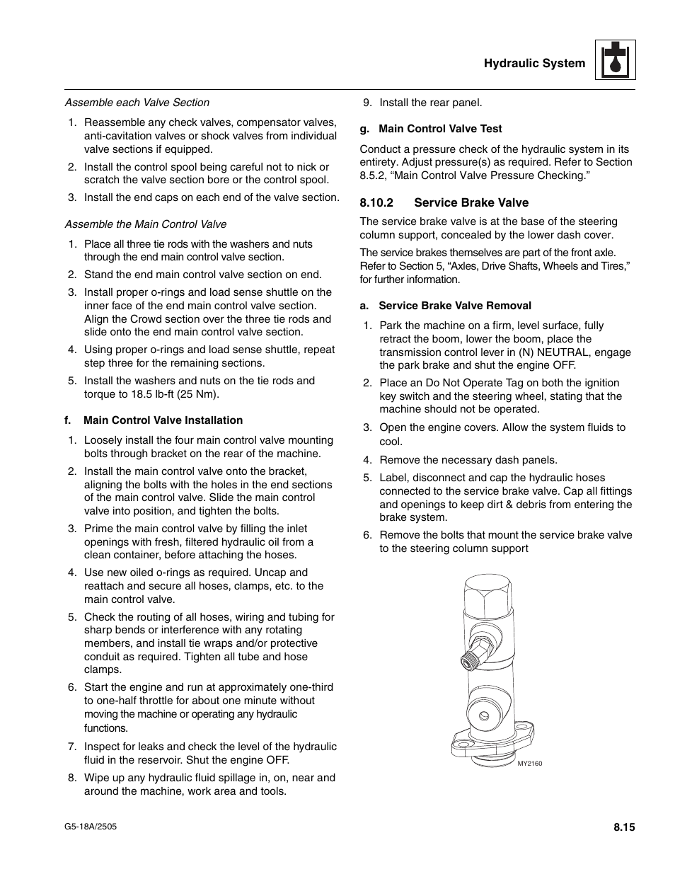 2 service brake valve, Service brake valve | JLG G5-18A Service Manual User Manual | Page 89 / 128