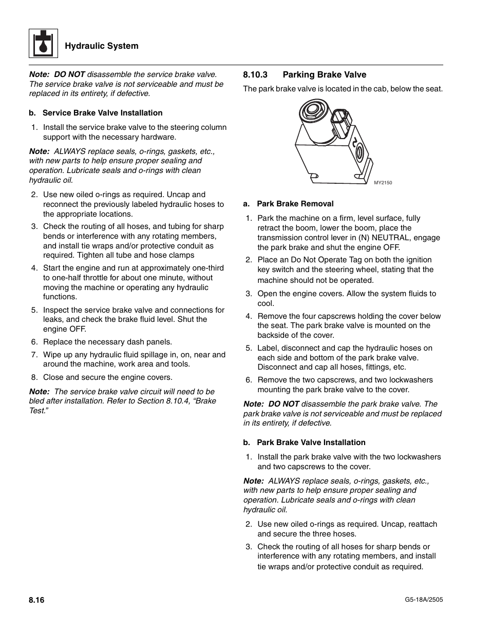 3 parking brake valve, Parking brake valve | JLG G5-18A Service Manual User Manual | Page 90 / 128