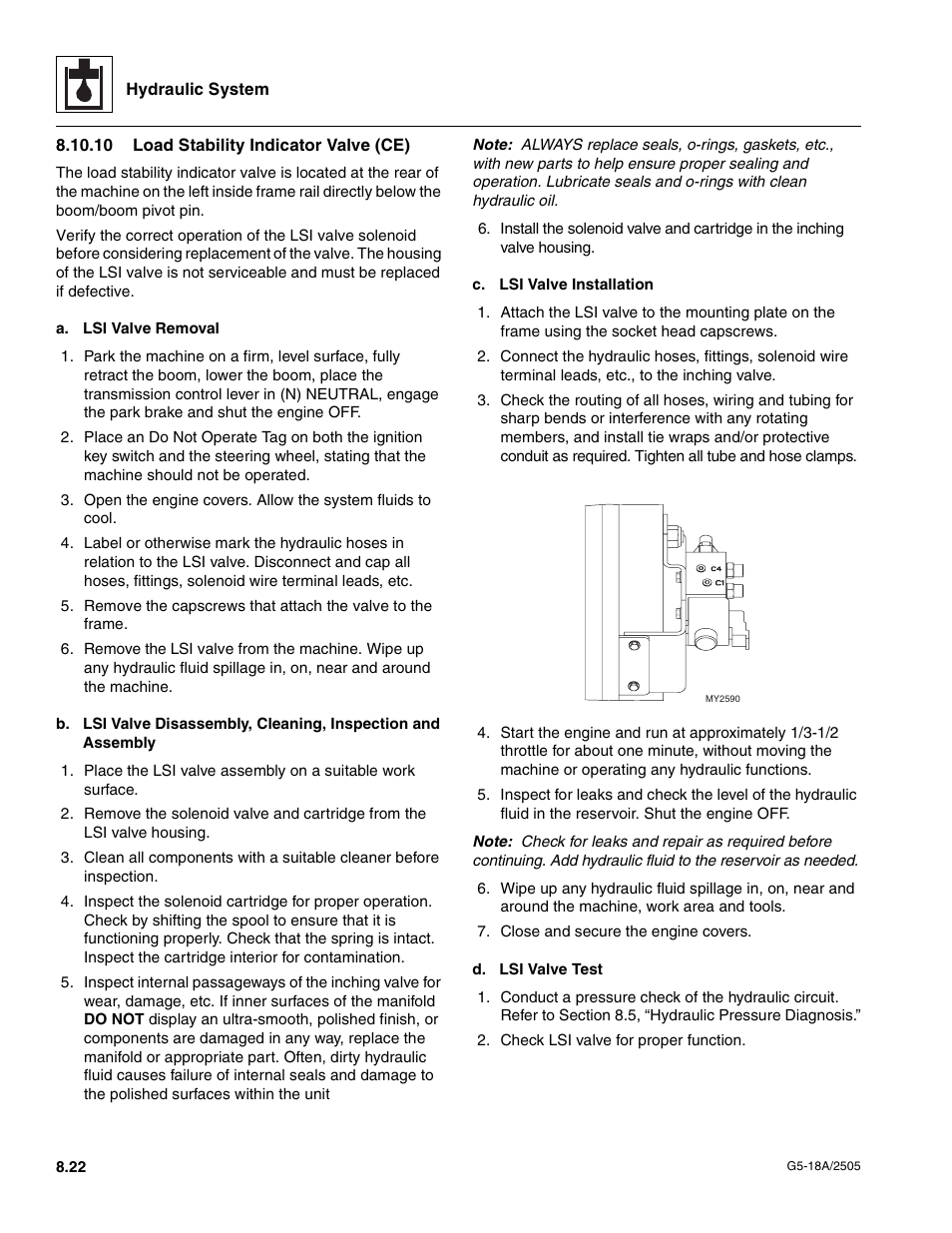 10 load stability indicator valve (ce), Load stability indicator valve (ce) | JLG G5-18A Service Manual User Manual | Page 96 / 128