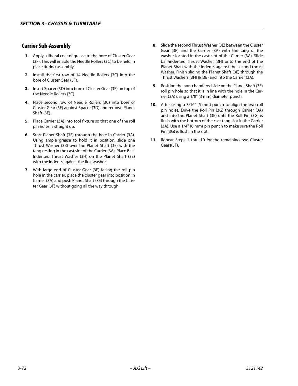 Carrier sub-assembly, Carrier sub-assembly -72 | JLG 1350SJP Service Manual User Manual | Page 118 / 554