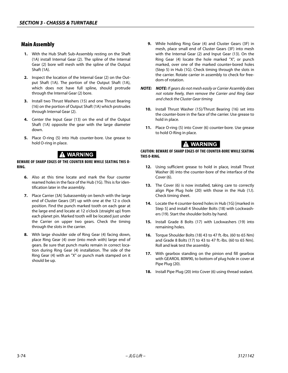 Main assembly, Main assembly -74 | JLG 1350SJP Service Manual User Manual | Page 120 / 554