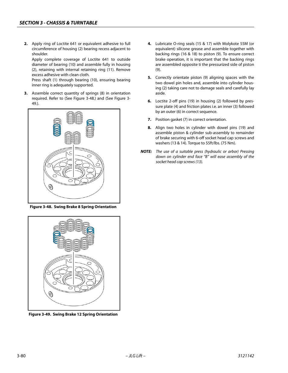 Swing brake 8 spring orientation -80, Swing brake 12 spring orientation -80 | JLG 1350SJP Service Manual User Manual | Page 126 / 554