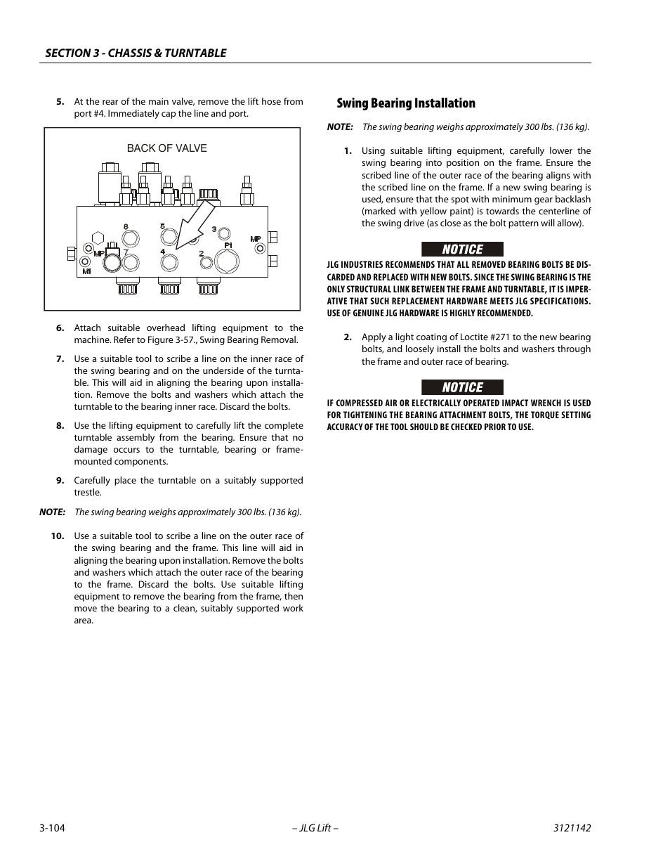 Swing bearing installation, Swing bearing installation -104 | JLG 1350SJP Service Manual User Manual | Page 150 / 554