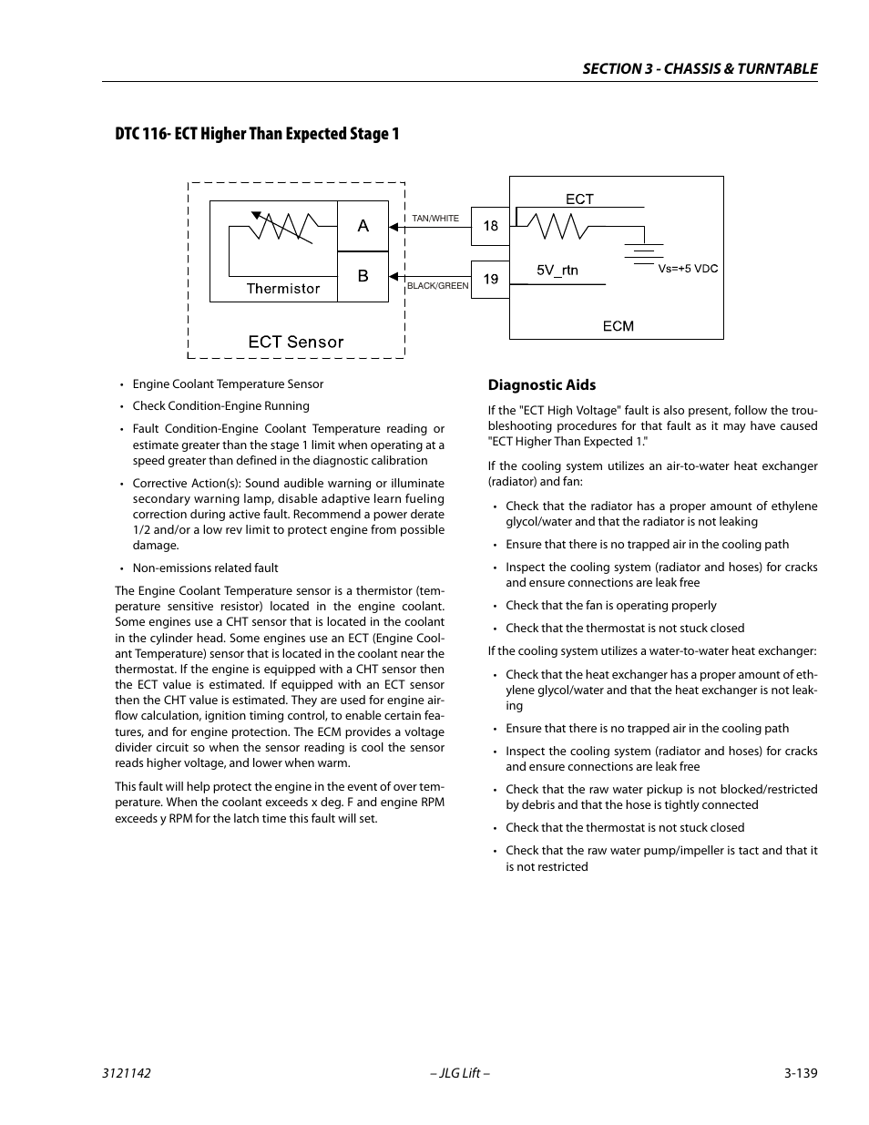 Dtc 116- ect higher than expected stage 1, Dtc 116- ect higher than expected stage 1 -139 | JLG 1350SJP Service Manual User Manual | Page 185 / 554
