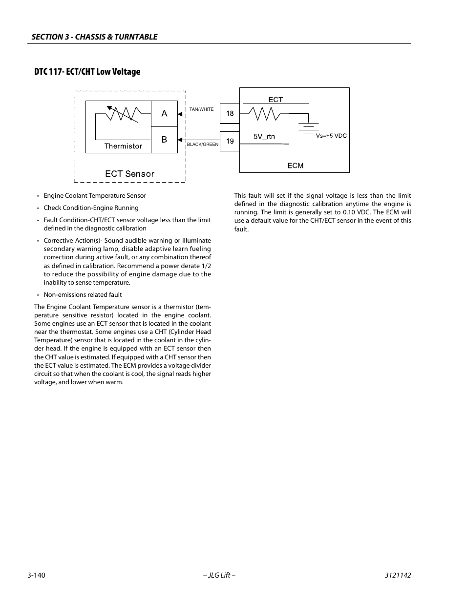 Dtc 117- ect/cht low voltage, Dtc 117- ect/cht low voltage -140 | JLG 1350SJP Service Manual User Manual | Page 186 / 554