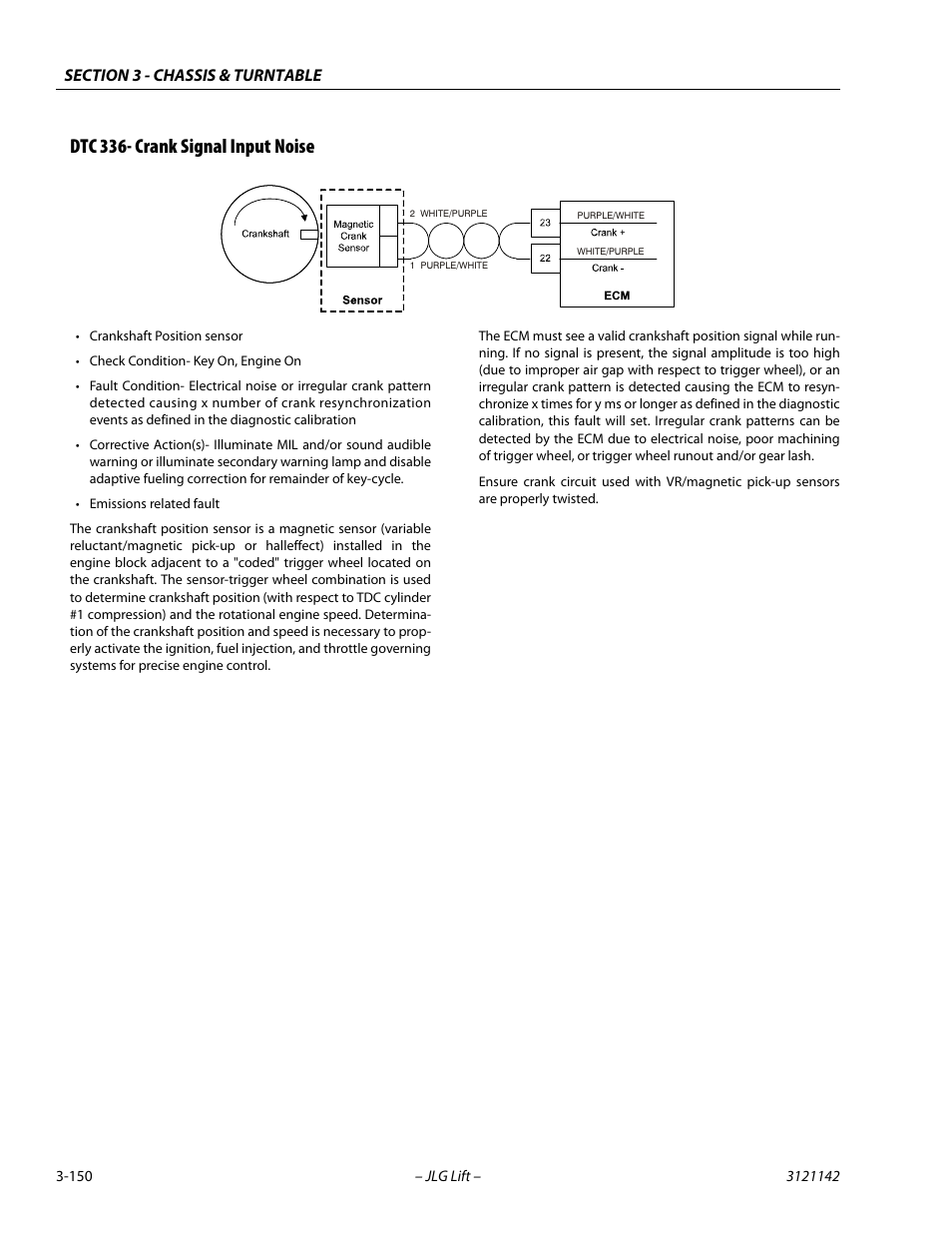 Dtc 336- crank signal input noise, Dtc 336- crank signal input noise -150 | JLG 1350SJP Service Manual User Manual | Page 196 / 554