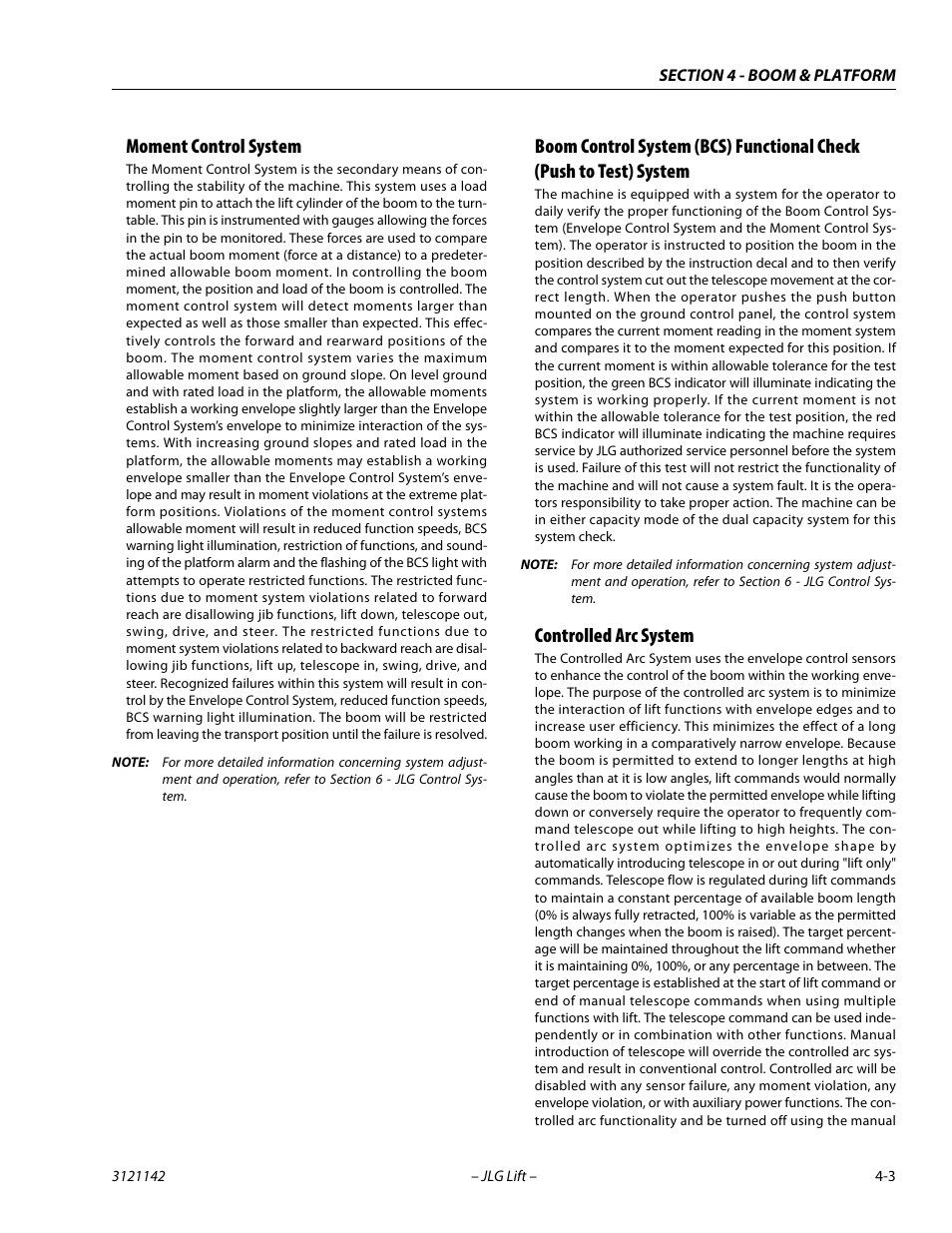 Moment control system, Controlled arc system | JLG 1350SJP Service Manual User Manual | Page 237 / 554