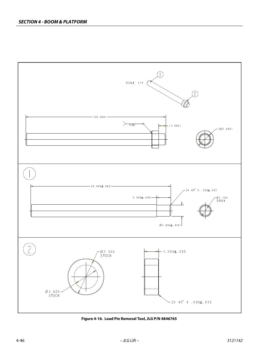 Load pin removal tool, jlg p/n 4846765 -46 | JLG 1350SJP Service Manual User Manual | Page 280 / 554
