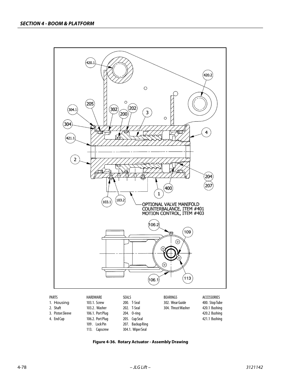 Rotary actuator - assembly drawing -78 | JLG 1350SJP Service Manual User Manual | Page 312 / 554