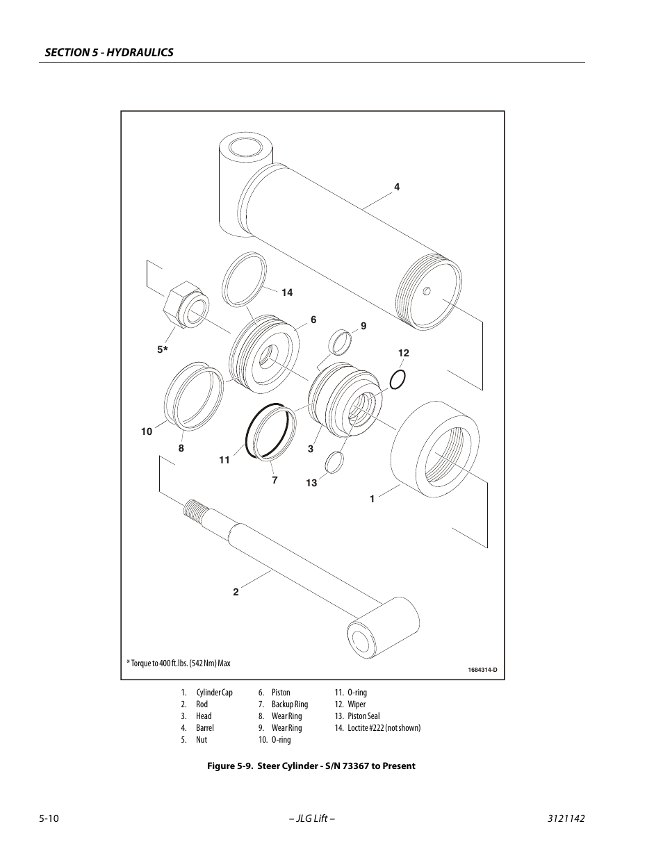 Steer cylinder - s/n 73367 to present -10 | JLG 1350SJP Service Manual User Manual | Page 334 / 554