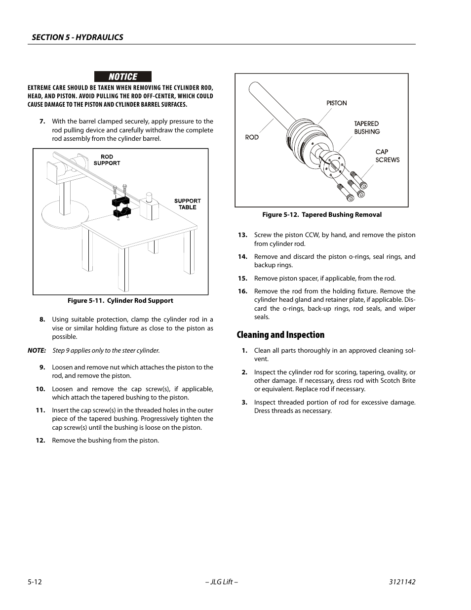 Cleaning and inspection, Cleaning and inspection -12, Cylinder rod support -12 | Tapered bushing removal -12 | JLG 1350SJP Service Manual User Manual | Page 336 / 554