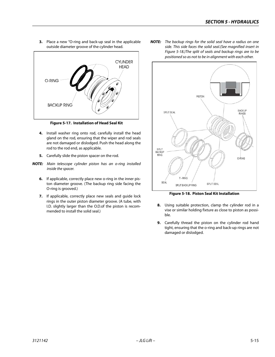 Installation of head seal kit -15, Piston seal kit installation -15 | JLG 1350SJP Service Manual User Manual | Page 339 / 554