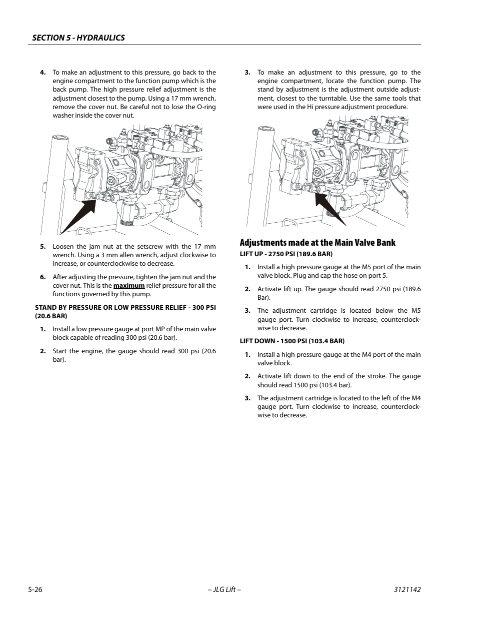 Adjustments made at the main valve bank, Adjustments made at the main valve bank -26 | JLG 1350SJP Service Manual User Manual | Page 350 / 554